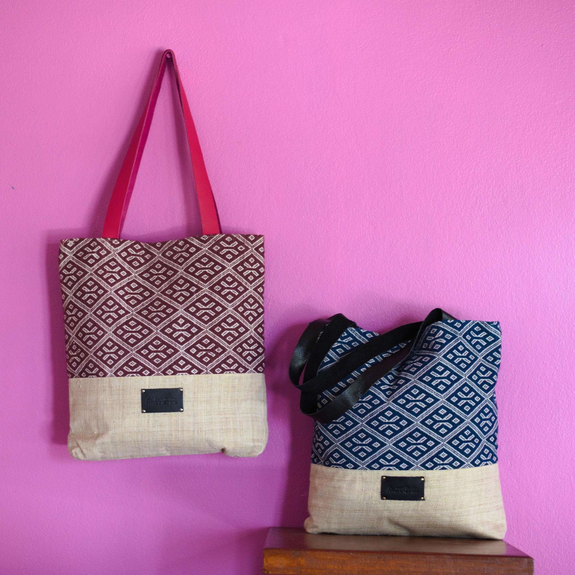 Geometric Printed Tote Bag With Hanging Ornament